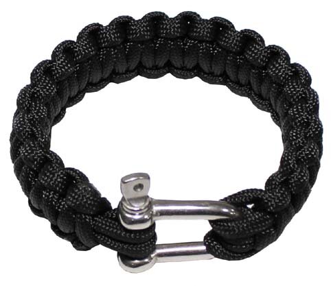 Náramok "PARACORD" s kovovou karabínou čierny 2,3c