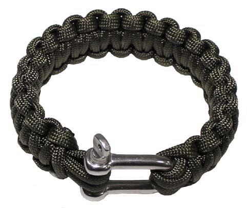 Náramok "PARACORD" s kovovou karabínou olive 2,3cm