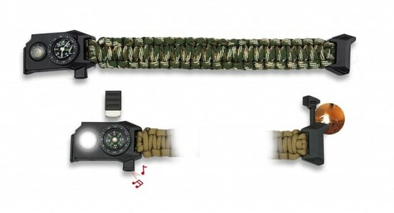 Paracordový náramok "Survival" so svetlom camo