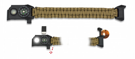 Survival világító paracord karkötő olívazöld