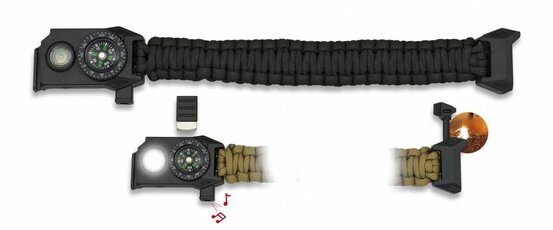 Survival világító paracord karkötő fekete