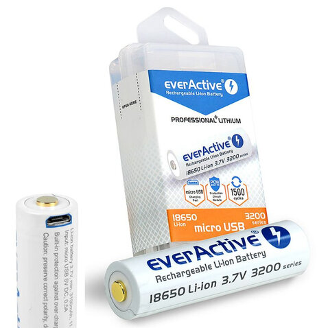 EverActive 3200mAh USB 18650 tölthető elem