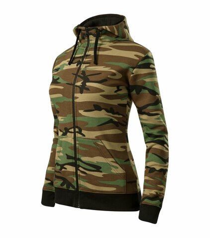 Zipper női cipzáras pulóver woodland camo