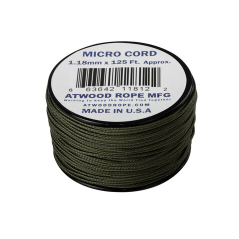 Atwood 1,18 mm micro cord 125 ft olívazöld