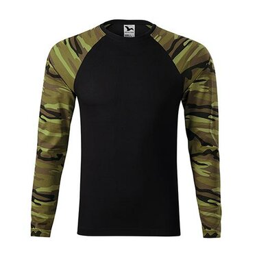 Tričko LS kombinované "camouflage green"