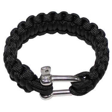 Náramok "PARACORD" s kovovou karabínou čierny 2,3c