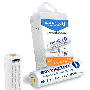 EverActive 3200mAh USB 18650 tölthető elem