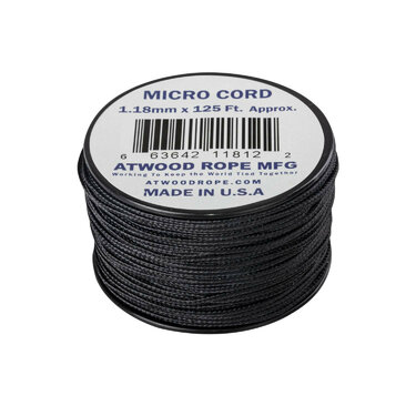 Atwood 1,18 mm micro cord 125 ft fekete