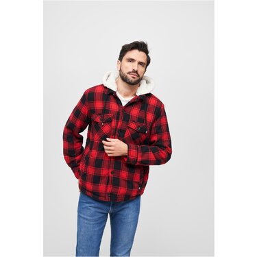 Brandit Lumberjacket kapucnis kabát piros/fekete