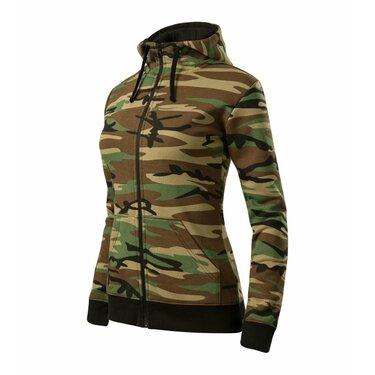 Zipper női cipzáras pulóver woodland camo